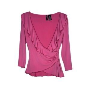 Elegant Pink Ruffle Wrap Top